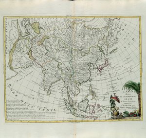 Asia divisa nei suoi principali stati, incisione di G. Zuliani tratta dal Tomo I del Nuovissimo Atlante pubblicato a Venezia nel 1777 da Antonio Zatta, Collezione Privata da G. Zuliani