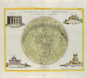 Tavola cosmografica del Planisfero Celeste Meridionale tagliato all