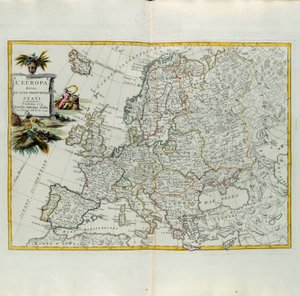 Europa divisa nei suoi principali stati, incisione di G. Zuliani tratta dal Tomo I del Nuovo Atlante pubblicato a Venezia nel 1776 da Antonio Zatta, Collezione Privata da G. Zuliani