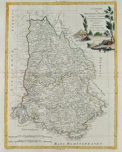 Governanze di Delfinato, Provenza, la Contea di Venaissin e il Principato di Orange, incisione di G. Zuliani tratta dal Tomo I del Nuovissimo Atlante pubblicato a Venezia nel 1777 da Antonio Zatta, Collezione Privata da G. Zuliani