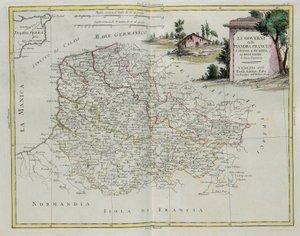 Governanze delle Fiandre Francesi, Artois, Piccardia e Boulonnais, incisione di G. Zuliani tratta dal Tomo I del Nuovissimo Atlante pubblicato a Venezia nel 1776 da Antonio Zatta, Collezione Privata