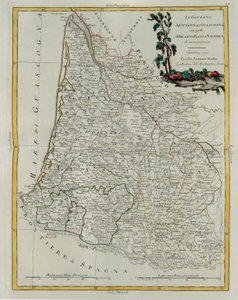Governanze di Guienna e Guascogna con quella di Béarn e Bassa Navarra, incisione di G. Zuliani tratta dal Tomo I del Nuovissimo Atlante pubblicato a Venezia nel 1776 da Antonio Zatta, Collezione Privata da G. Zuliani