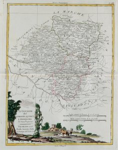 Governanze di Limosino, Quercy e Perigord, incisione di G. Zuliani tratta dal Tomo I del Nuovissimo Atlante pubblicato a Venezia nel 1776 da Antonio Zatta, Collezione Privata da G. Zuliani
