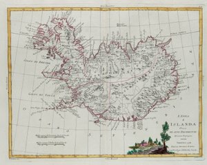 Islanda divisa nei suoi distretti, incisione di G. Zuliani tratta dal Tome III del "Nuovissimo Atlante" pubblicato a Venezia nel 1781 da Antonio Zatta, Collezione Privata