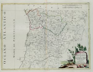 Portogallo, cioè le province di Entre Douro, Minho, Traz-os-Montes e Beira, incisione di G. Zuliani tratta dal Tomo I del Nuovissimo Atlante pubblicato a Venezia nel 1776 da Antonio Zatta, Collezione Privata da G. Zuliani