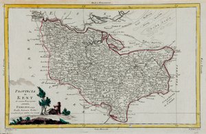 Provincia del Kent, incisione di G. Zuliani tratta dal Tomo I del "Nuovissimo Atlante" pubblicato a Venezia nel 1779 da Antonio Zatta, Collezione Privata da G. Zuliani