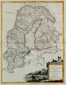 Svezia divisa nei suoi regni, incisione di G. Zuliani tratta dal Tome III del "Nuovissimo Atlante" pubblicato a Venezia nel 1781 da Antonio Zatta, Collezione Privata