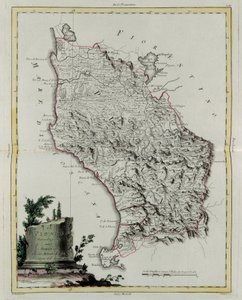 Territorio di Pisa, incisione di G. Zuliani tratta dal Tomo II del "Nuovissimo Atlante" pubblicato a Venezia nel 1783 da Antonio Zatta, Collezione Privata da G. Zuliani