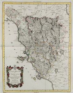 Il Granducato di Toscana diviso nelle sue province, incisione di G. Zuliani tratta dal Tome II del "Nuovissimo Atlante" pubblicato a Venezia nel 1783 da Antonio Zatta, Collezione Privata