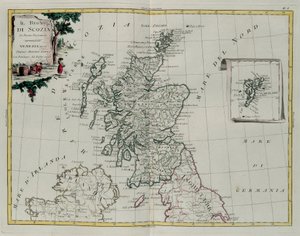 Il Regno di Scozia, incisione di G. Zuliani tratta dal Tomo I del Nuovissimo Atlante pubblicato a Venezia nel 1776 da Antonio Zatta, Collezione Privata da G. Zuliani