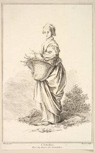 Contadina, da Recueil de diverses figures étrangères Inventées par F. Boucher P...., 18° secolo da Gabriel Huquier
