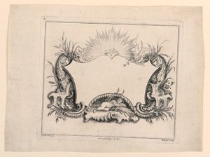 Scudo, da "Recueil Nouveau de Differens Cartouche" da Gabriel Huquier