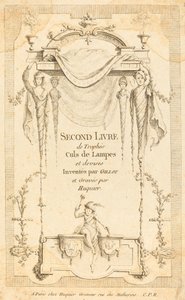 Secondo libro di trofei, culs de lampes e motti: pagina del titolo da Gabriel Huquier after Claude Gillot
