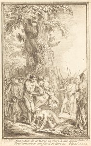 Atto eroico di un padre che si sacrifica per suo figlio da Gabriel Jacques de Saint Aubin