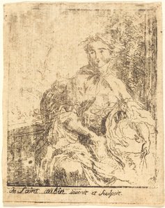 Giovane donna sulla terrazza da Gabriel Jacques de Saint Aubin