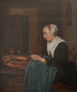 Una venditrice addormentata da Gabriel Metsu