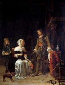 Un soldato che visita una giovane ragazza da Gabriel Metsu