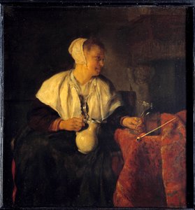 Il ribotter. Dipinto di Gabriel Metsu (1629 - 1667) da Gabriel Metsu