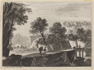 Viaggiatori che si avvicinano a un ponte