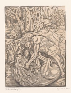 Ercole in lotta con il leone di Nemea da Gabriel Salmon