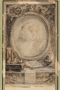Cornice allegorica con pipistrello, 1769 circa (disegno a penna e inchiostro)