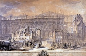 Costruzione del Louvre, Parigi da Gabriel de Saint Aubin