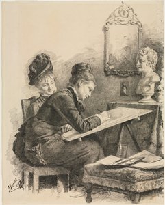 Due Donne che Disegnano una Scultura, 1878