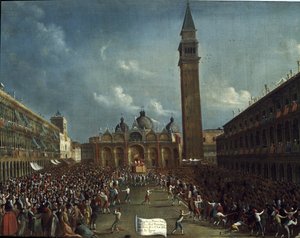 Processione del doge e distribuzione di denaro ai cittadini in Piazza San Marco da Gabriele Bella