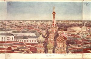Panorama di Mosca, raffigurante la Cattedrale di San Basilio, 1819 da Gadolle