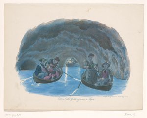 Figure su barche a remi nella Grotta Azzurra a Capri