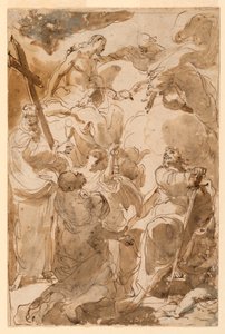 Disegno, La Trinità e gli Apostoli, San Pietro e San Paolo, 1770-80 da Gaetano Gandolfi