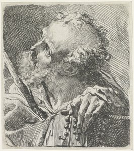 Testa di un santo con rosario da Gaetano Gandolfi