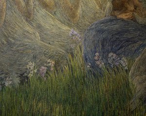 Erba e fiori, dettagli da La Maternità da Gaetano Previati