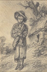 Ragazzo in Piedi Vicino a un Cottage da Gainsborough Dupont