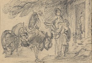 Figure e cavalli vicino a una porta da Gainsborough Dupont