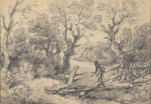 Paesaggio con figura su un ponte pedonale da Gainsborough Dupont