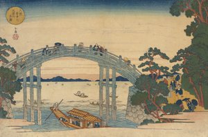 Ponte di pietra sul fiume Aji, Osaka, 1838