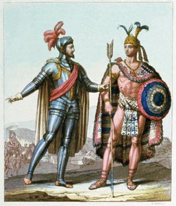 Hernan Cortes incontra Montezuma II nel 1519