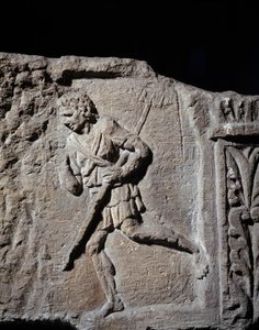 Arte Gallo-Romana: stele che rappresenta un gladiatore