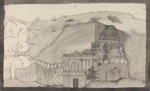 Interno di un tempio della grotta di Ellora da Gangaram Chintaman Tambat