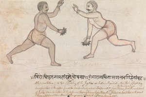 Due Jeyties che Combattono da Gangaram Chintaman Tambat