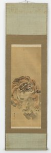 Una tigre accovacciata e ringhiante