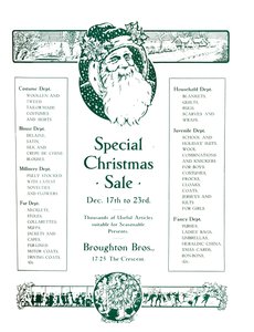 Pubblicità per Broughton Bros. - Vendita speciale di Natale, 1917