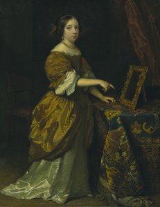 Ragazza davanti a uno specchio, 1668 da Gaspar Netscher