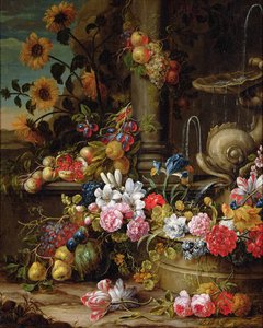 Natura morta di frutta e fiori da Gaspar Pieter II Verbruggen