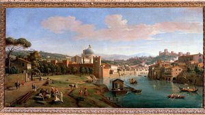 Veduta di Verona e delle rive del fiume Adige - Dipinto, fine XVII-XVIII secolo