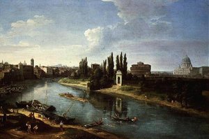 Vista del fiume Tevere a Roma, da nord da Gaspar van Wittel