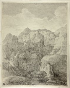 Paesaggio montano con due figure in primo piano da Gaspard Dughet