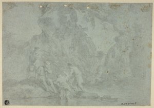Paesaggio roccioso con figure da Gaspard Dughet