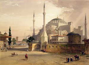 Haghia Sophia, tavola 17: vista esterna della moschea, inciso da Louis Haghe (1806-85) pubblicato 1852 da Gaspard Fossati